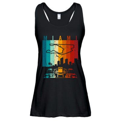 Vintage Miami Formula Racing Track Circuit Ladies Essential Flowy Tank