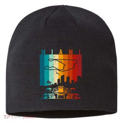 Vintage Miami Formula Racing Track Circuit Sustainable Beanie