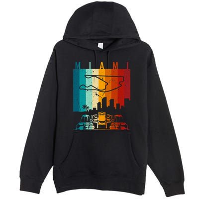 Vintage Miami Formula Racing Track Circuit Premium Pullover Hoodie