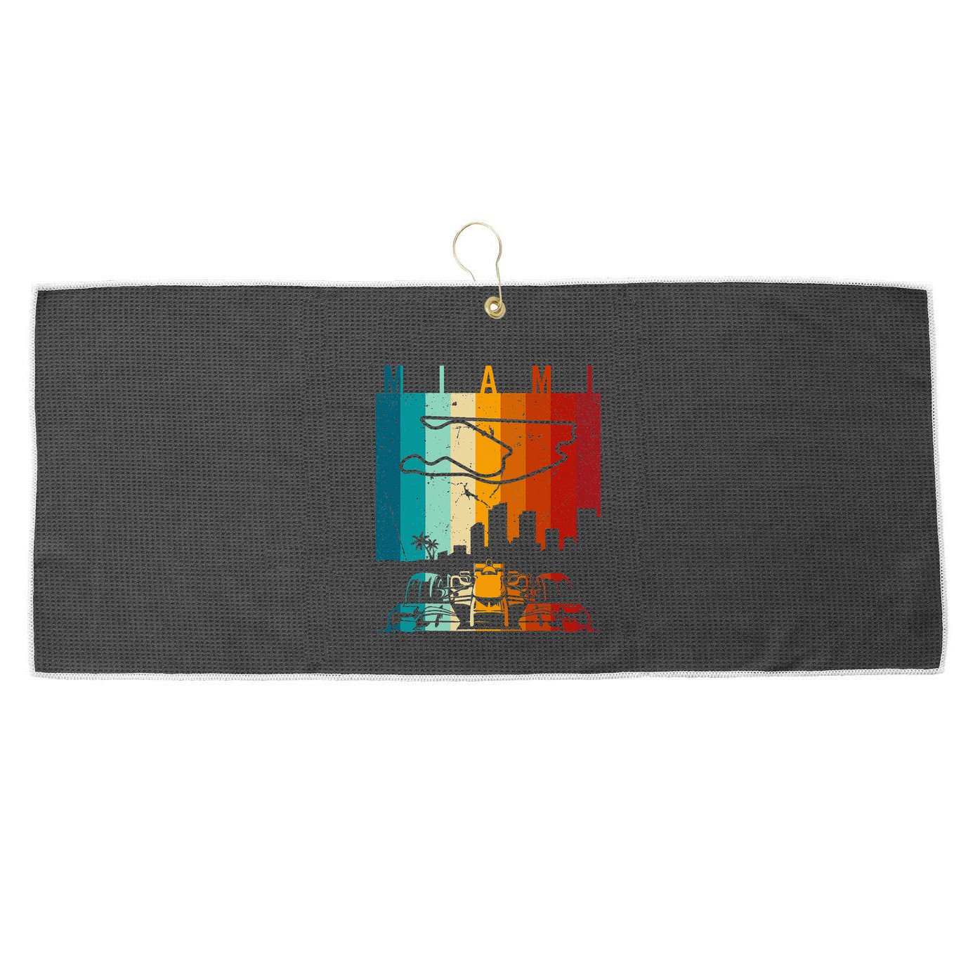 Vintage Miami Formula Racing Track Circuit Large Microfiber Waffle Golf Towel