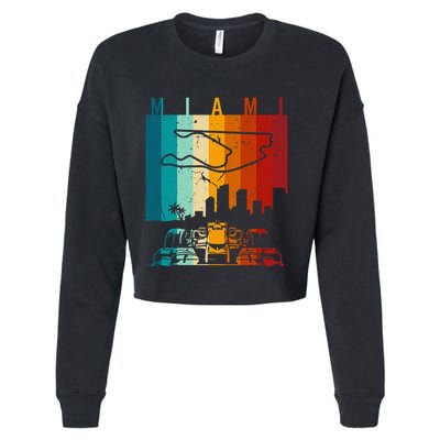 Vintage Miami Formula Racing Track Circuit Cropped Pullover Crew