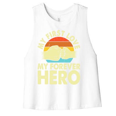 Vintage My First Love My Forever Hero Gift Women's Racerback Cropped Tank