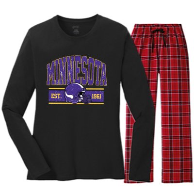 Vintage Minnesota Football Women's Long Sleeve Flannel Pajama Set 