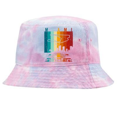 Vintage Miami Formula Racing Track Circuit Fan Tie-Dyed Bucket Hat