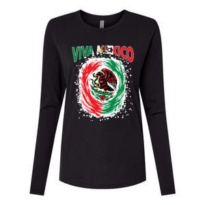 Viva Mexico Flag Mexican Independence Day Womens Cotton Relaxed Long Sleeve T-Shirt