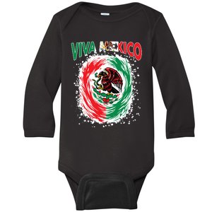 Viva Mexico Flag Mexican Independence Day Baby Long Sleeve Bodysuit