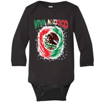 Viva Mexico Flag Mexican Independence Day Baby Long Sleeve Bodysuit