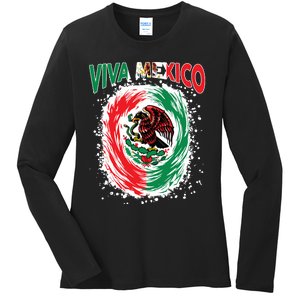 Viva Mexico Flag Mexican Independence Day Ladies Long Sleeve Shirt