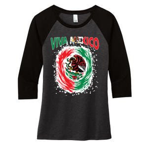 Viva Mexico Flag Mexican Independence Day Women's Tri-Blend 3/4-Sleeve Raglan Shirt