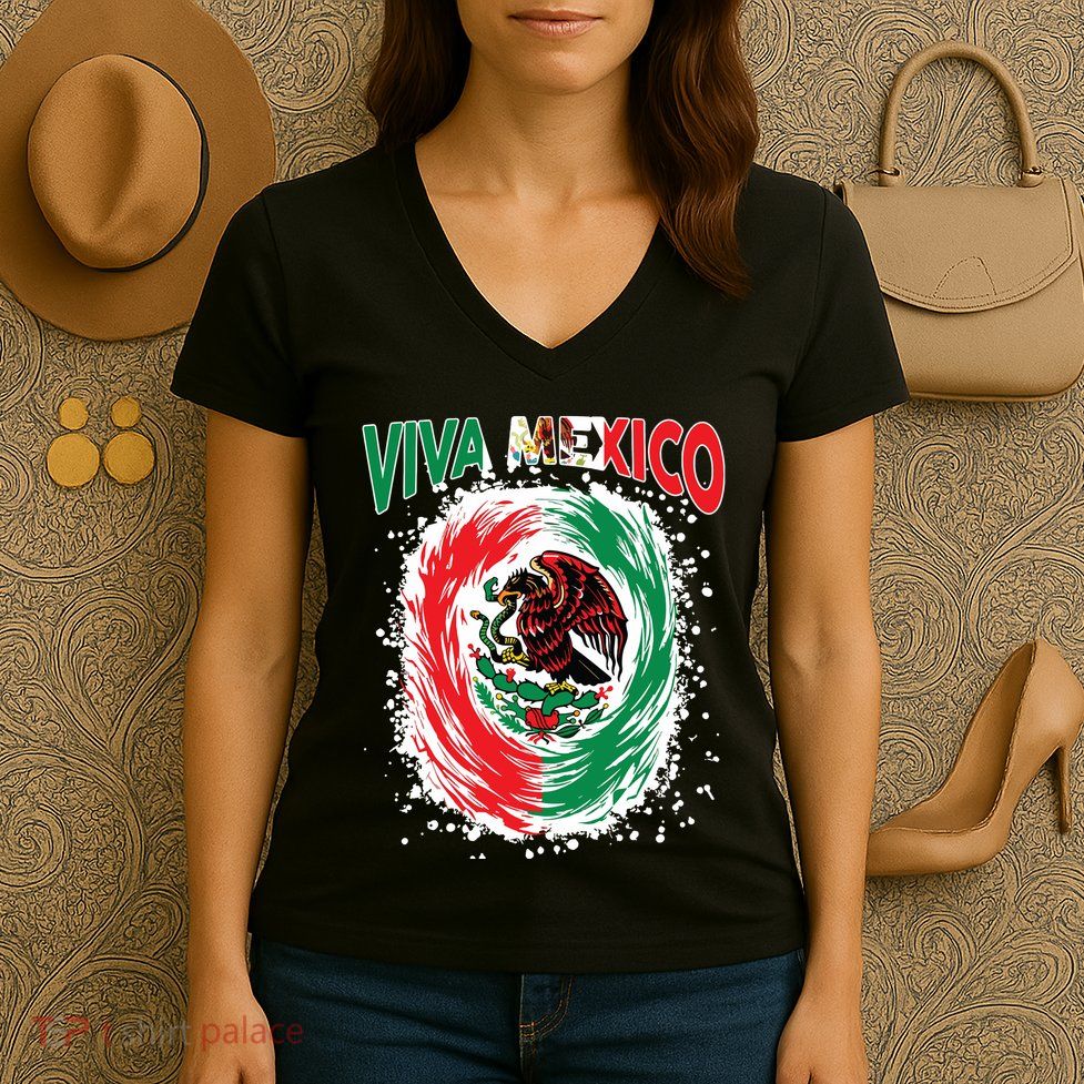 Viva Mexico Flag Mexican Independence Day Women's V-Neck T-Shirt