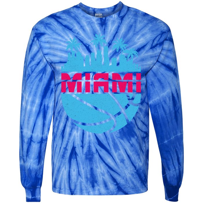 Vintage Miami Florida Retro Basketball I Miami Tie-Dye Long Sleeve Shirt