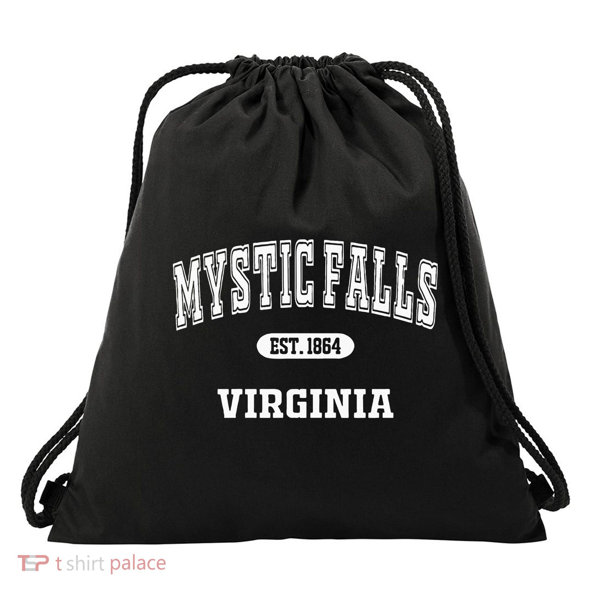 Vintage Mystic Falls Virginia Retro Men Women Fan Drawstring Bag