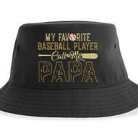 Vintage My Favorite Baseball Player Calls Me Papa Sustainable Bucket Hat