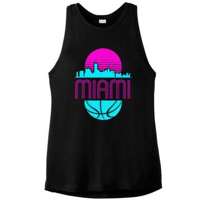 Vintage Miami Florida Cityscape Retro Basketball Ladies PosiCharge Tri-Blend Wicking Tank