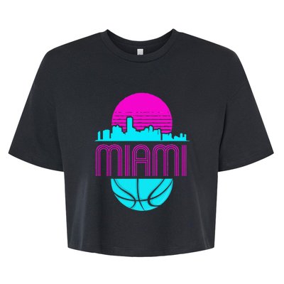 Vintage Miami Florida Cityscape Retro Basketball Bella+Canvas Jersey Crop Tee