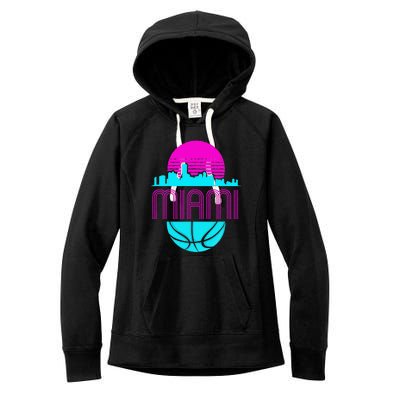 Vintage Miami Florida Cityscape Retro Basketball Women's Fleece Hoodie