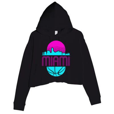 Vintage Miami Florida Cityscape Retro Basketball Crop Fleece Hoodie