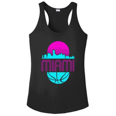 Vintage Miami Florida Cityscape Retro Basketball Ladies PosiCharge Competitor Racerback Tank