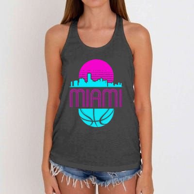 Vintage Miami Florida Cityscape Retro Basketball Women's Knotted Racerback Tank