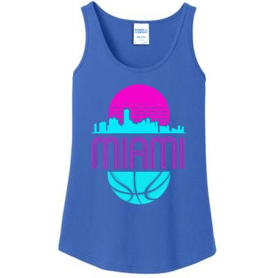 Vintage Miami Florida Cityscape Retro Basketball Ladies Essential Tank