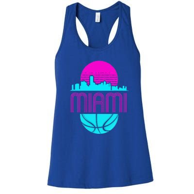 Vintage Miami Florida Cityscape Retro Basketball Women's Racerback Tank