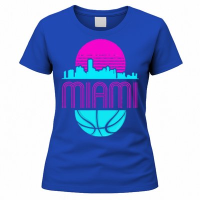 Vintage Miami Florida Cityscape Retro Basketball Women's T-Shirt