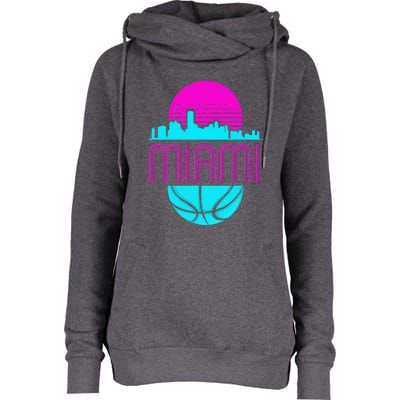 Vintage Miami Florida Cityscape Retro Basketball Womens Funnel Neck Pullover Hood