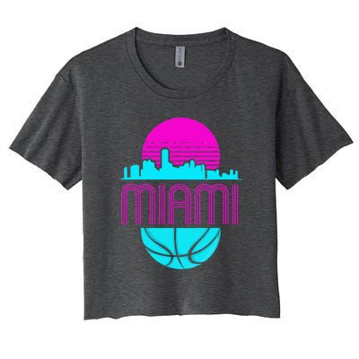 Vintage Miami Florida Cityscape Retro Basketball Women's Crop Top Tee