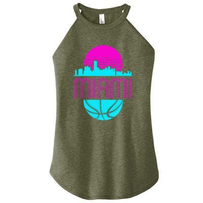 Vintage Miami Florida Cityscape Retro Basketball Women's Perfect Tri Rocker Tank