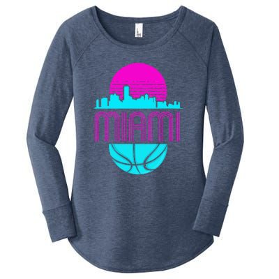 Vintage Miami Florida Cityscape Retro Basketball Women's Perfect Tri Tunic Long Sleeve Shirt