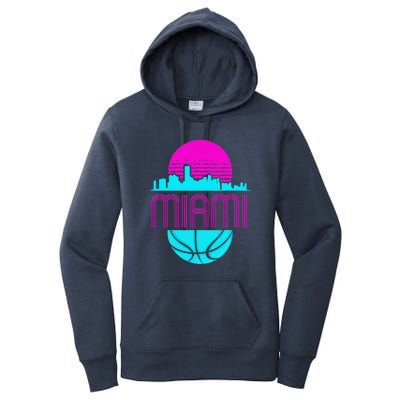 Vintage Miami Florida Cityscape Retro Basketball Women's Pullover Hoodie