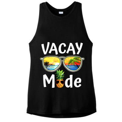 Vacay Mode Family Vacation Summer Sunglasses Beach Pineapple Ladies PosiCharge Tri-Blend Wicking Tank