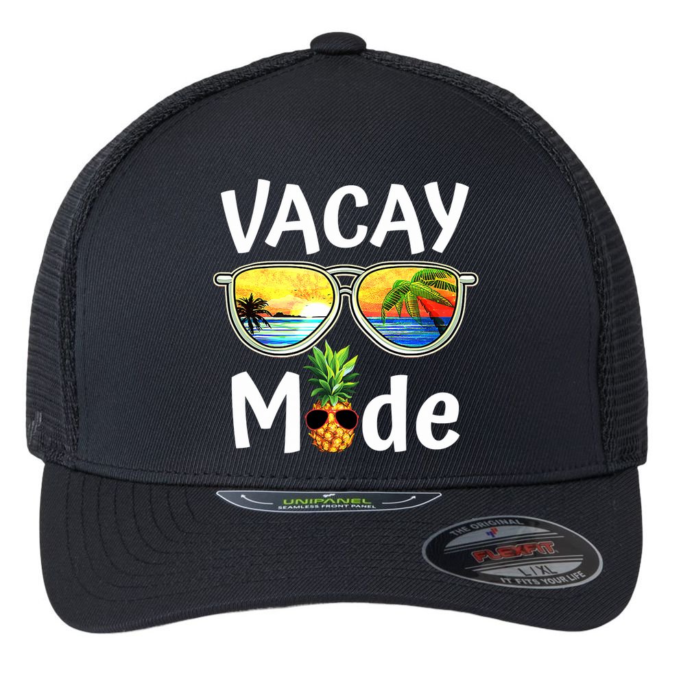 Vacay Mode Family Vacation Summer Sunglasses Beach Pineapple Flexfit Unipanel Trucker Cap