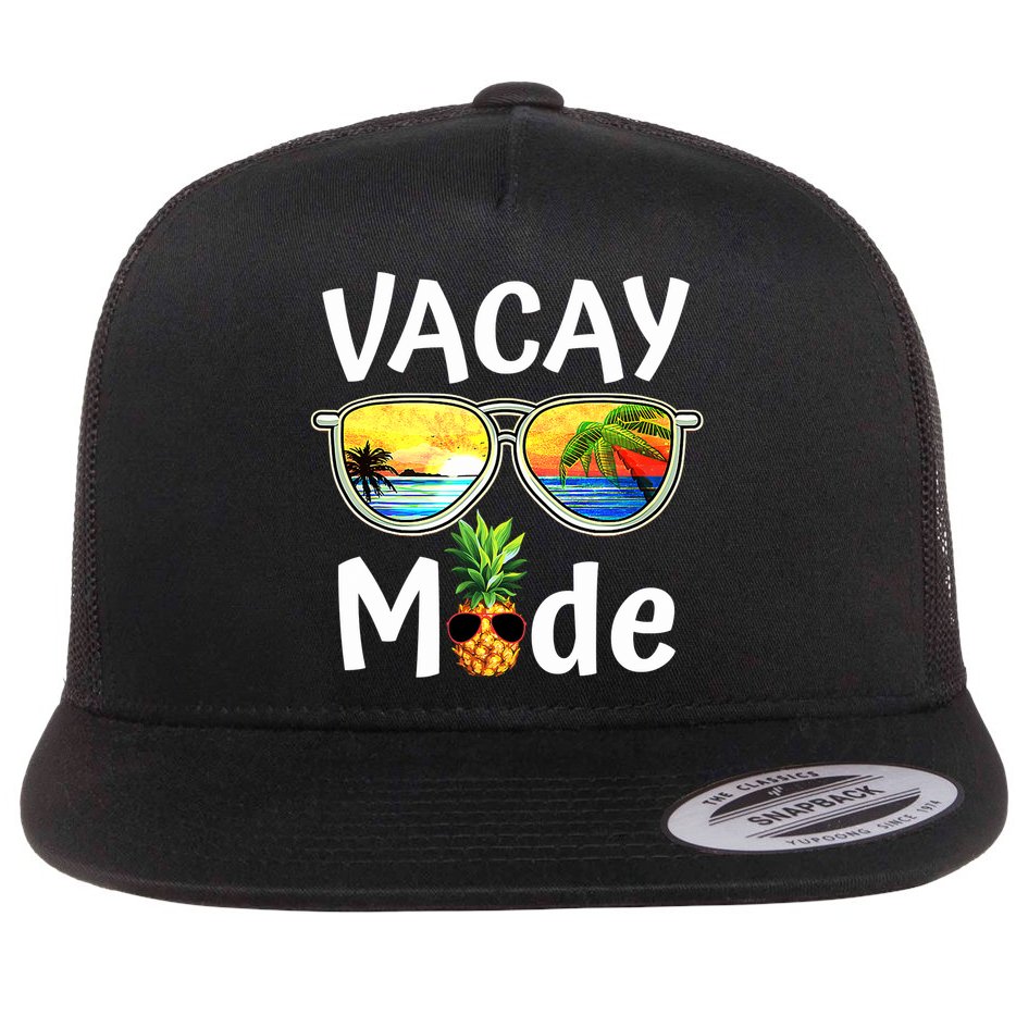 Vacay Mode Family Vacation Summer Sunglasses Beach Pineapple Flat Bill Trucker Hat