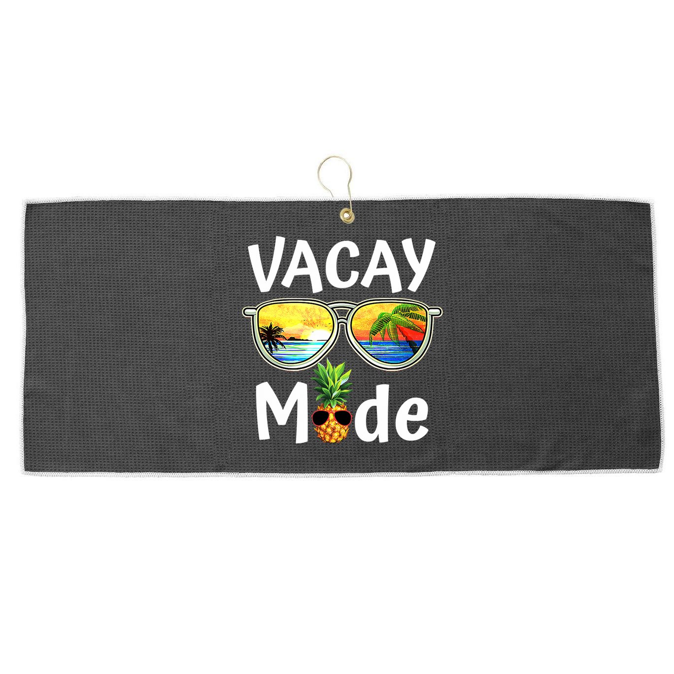 Vacay Mode Family Vacation Summer Sunglasses Beach Pineapple Large Microfiber Waffle Golf Towel
