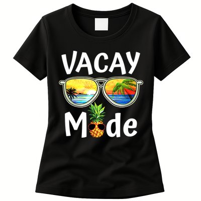 Vacay Mode Family Vacation Summer Sunglasses Beach Pineapple Womens T-Shirt