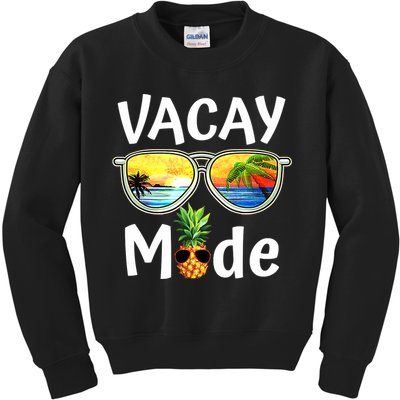 Vacay Mode Family Vacation Summer Sunglasses Beach Pineapple Kids Sweatshirt