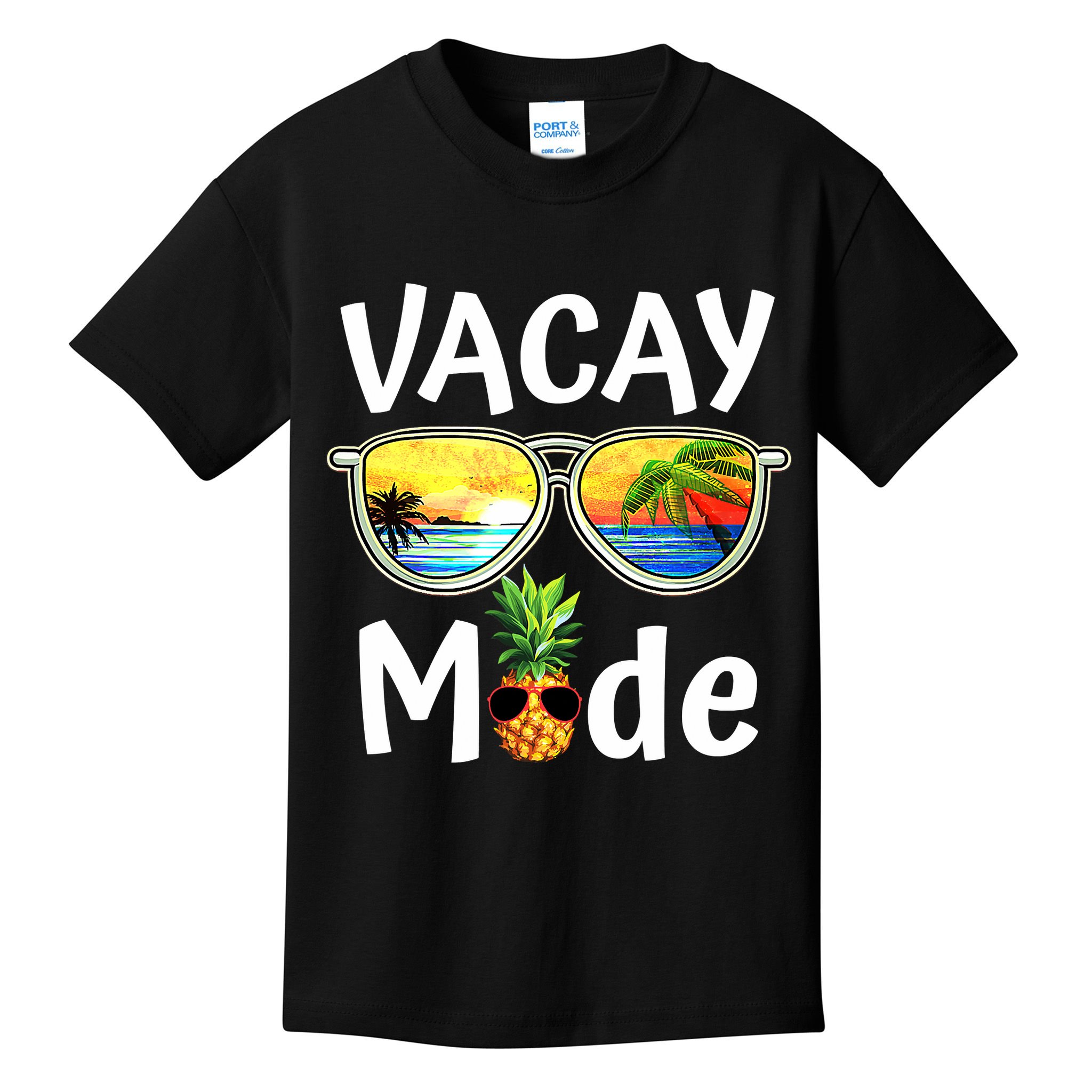 Vacay Mode Family Vacation Summer Sunglasses Beach Pineapple Kids T-Shirt