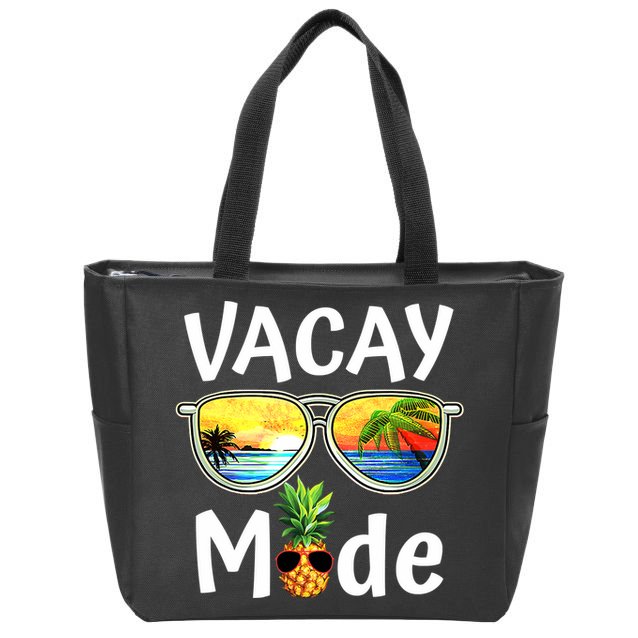 Vacay Mode Family Vacation Summer Sunglasses Beach Pineapple Zip Tote Bag