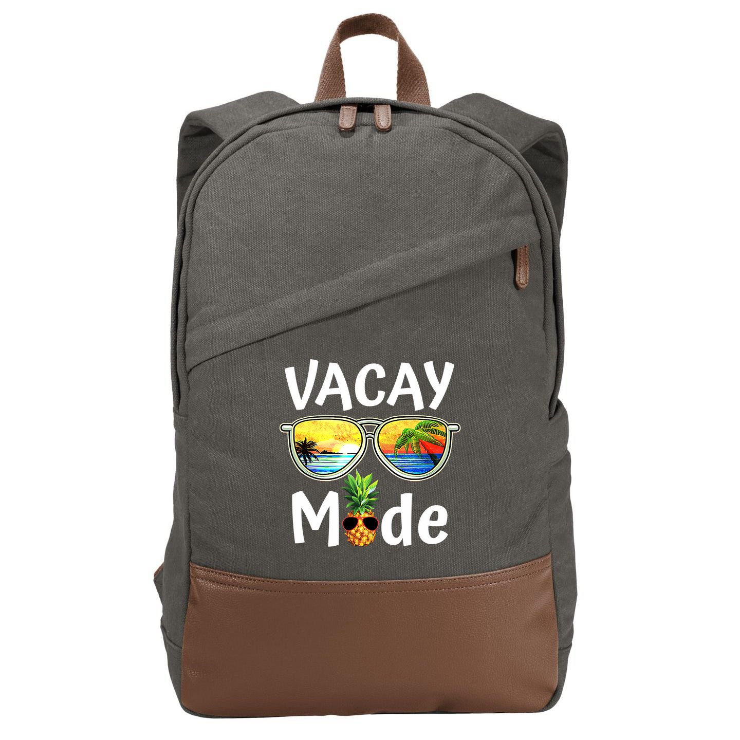 Vacay Mode Family Vacation Summer Sunglasses Beach Pineapple Cotton Canvas Backpack