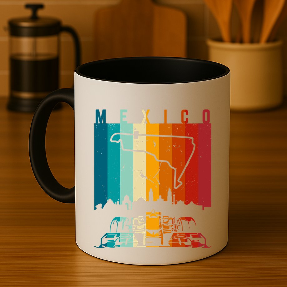 Vintage Mexico Formula Racing Track Circuit Fan Mug