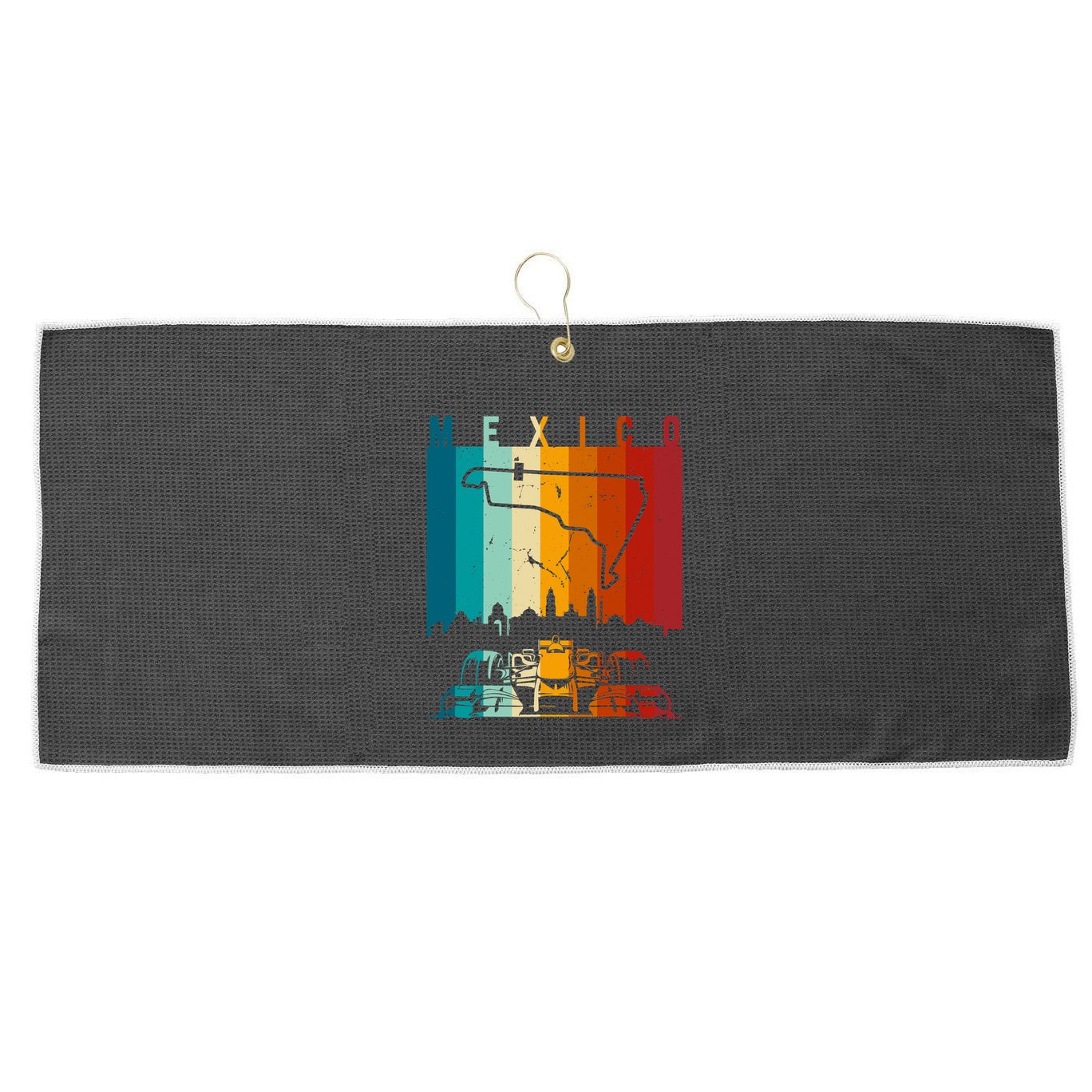 Vintage Mexico Formula Racing Track Circuit Fan Large Microfiber Waffle Golf Towel