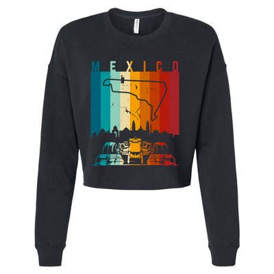 Vintage Mexico Formula Racing Track Circuit Fan Cropped Pullover Crew
