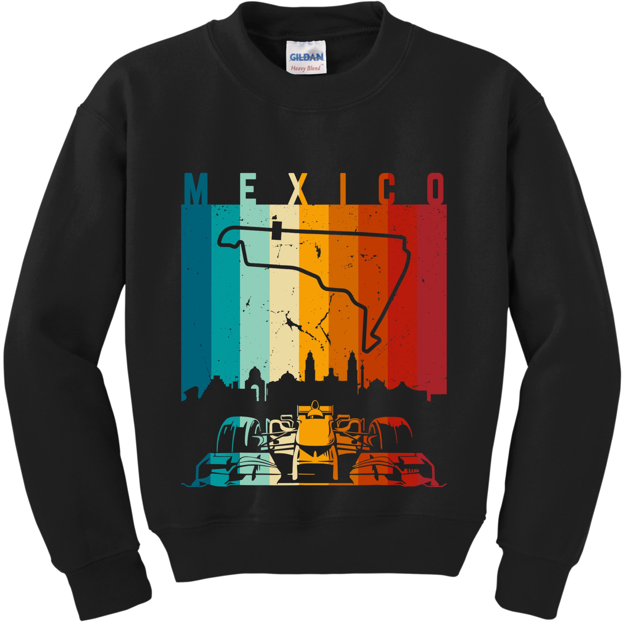 Vintage Mexico Formula Racing Track Circuit Fan Kids Sweatshirt