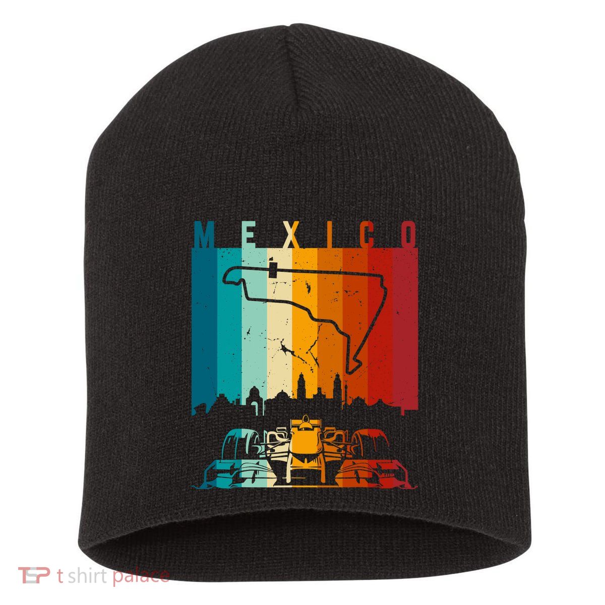 Vintage Mexico Formula Racing Track Circuit Fan Short Acrylic Beanie
