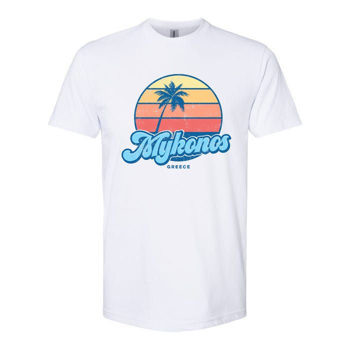 Vintage Mykonos Greece Classic 70s Retro Surfer Softstyle CVC T-Shirt