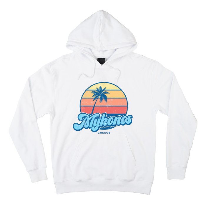 Vintage Mykonos Greece Classic 70s Retro Surfer Hoodie