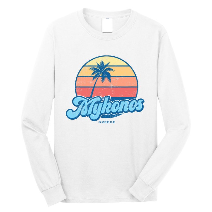 Vintage Mykonos Greece Classic 70s Retro Surfer Long Sleeve Shirt