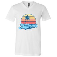 Vintage Mykonos Greece Classic 70s Retro Surfer V-Neck T-Shirt