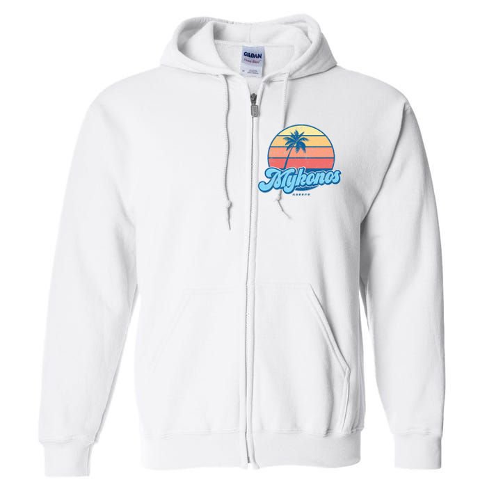 Vintage Mykonos Greece Classic 70s Retro Surfer Full Zip Hoodie